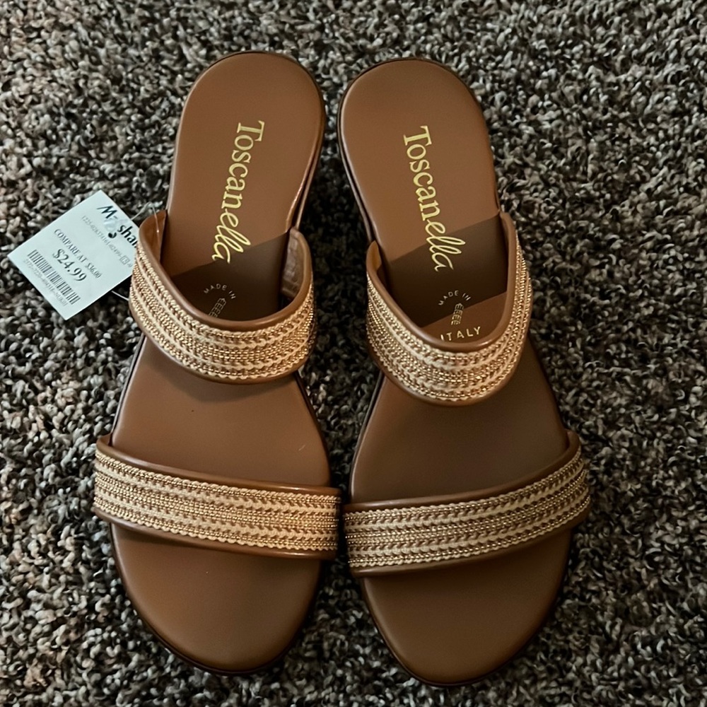 Brown wedge sandals size 8